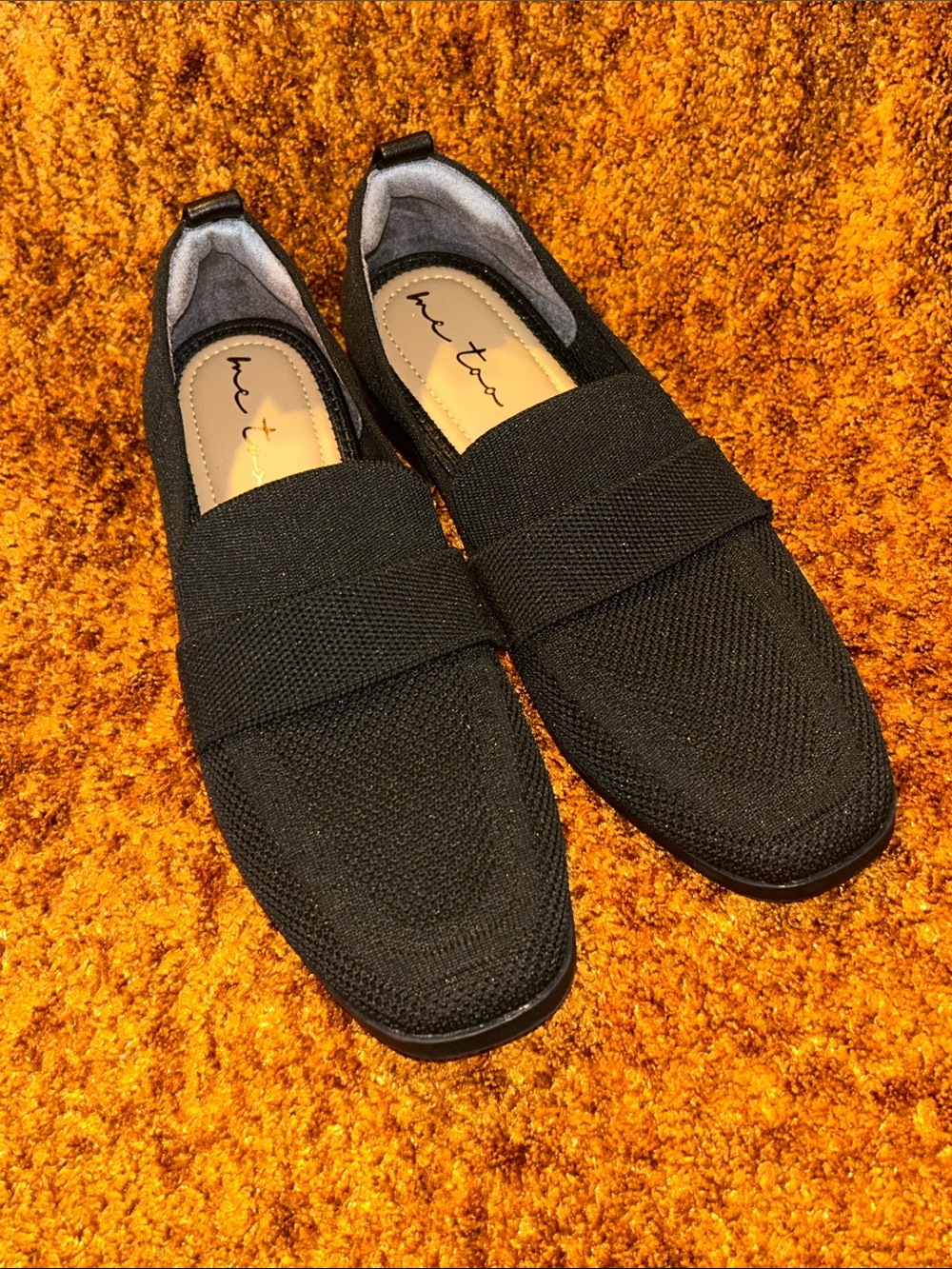 me too Black Knit Slip-On Moccasins